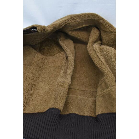 $5K DOLCE GABBANA BROWN CRACKED LEATHER BOMBER SHEARLING ZIP JACKET 54 / US 44 - Picture 10 of 12